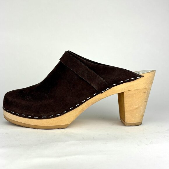 Maguba Brown Suede Clogs - Handmade Swedish Design Size 39 - Picture 2 of 8